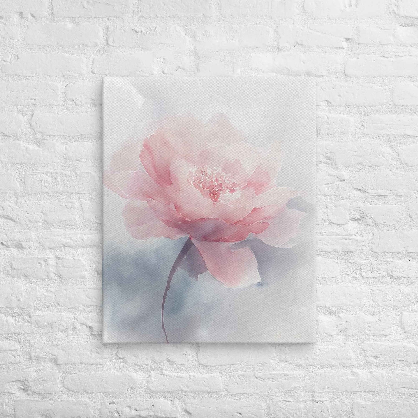 Soft Reflections Floral Digital Watercolor Painting Blush Peony Artwork Canvas Wall Art Print