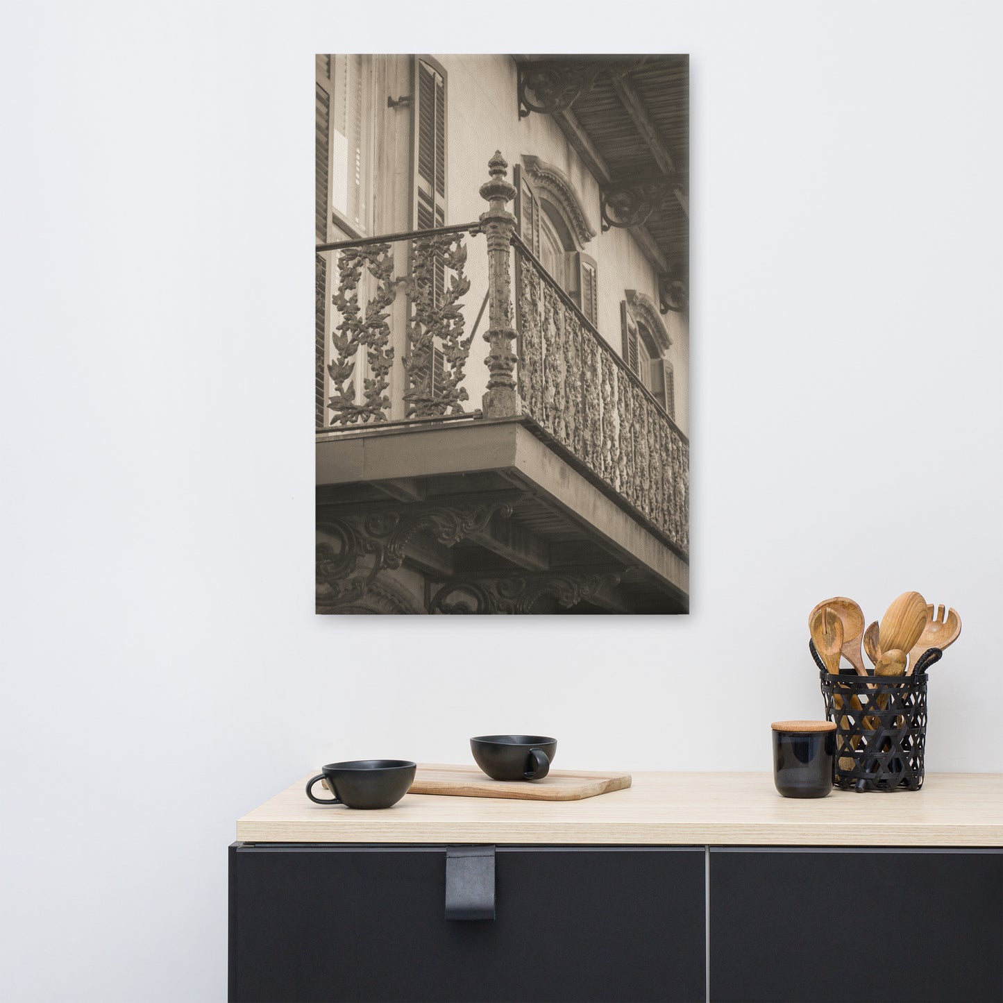 John Rourke House Wrought Iron Balcony Savannah GA 2 Canvas Wall Art Prints