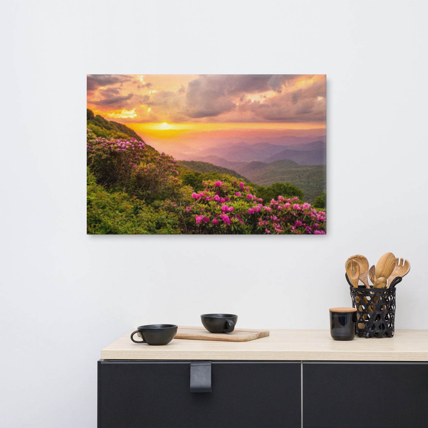 Master Bedroom Above Bed Decor: Close of the Day - Appalachian Mountains Sunset - Floral / Botanical / Rustic Landscape Photograph Asheville North Carolina Blue Ridge Parkway
