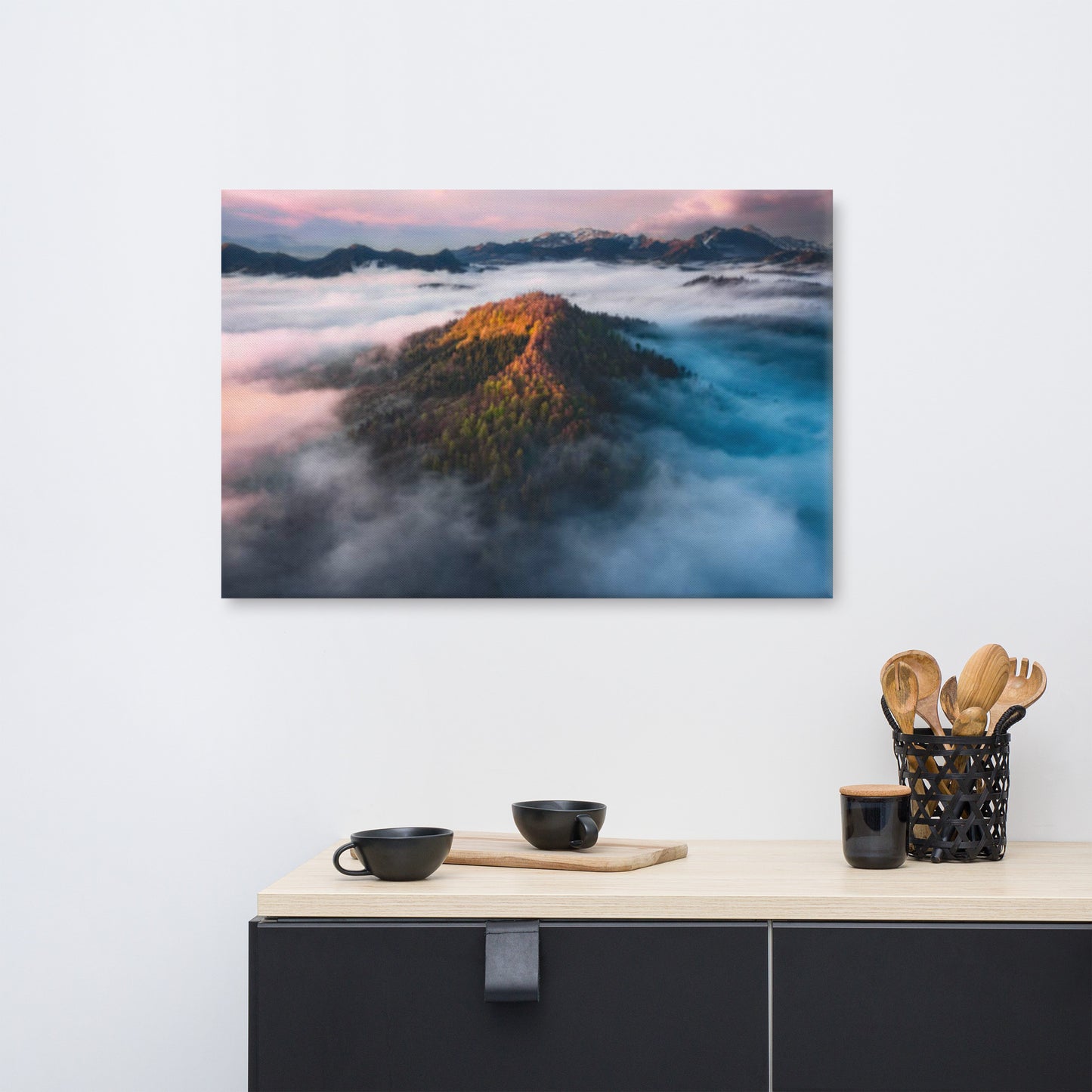The Mystery of the Mist Rustic Landscape Photograph Canvas Wall Art Print