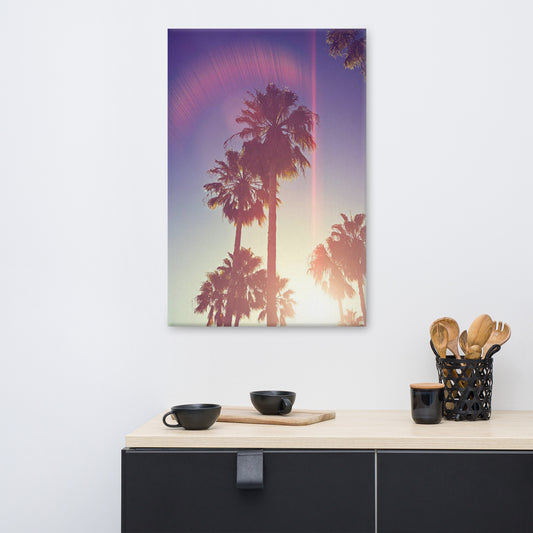 Retro Palm Trees Coastal Beach Botanical Nature Photograph Canvas Wall Art Print