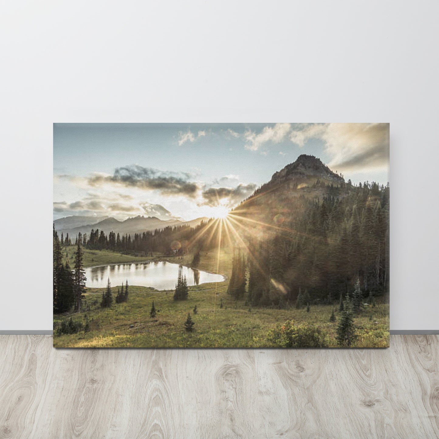 Dresser Wall Decor: At Peace - Sunset Mountain and Lake Rural / Country / Farmhouse Style Nature / Landscape Photograph Wall Art Print