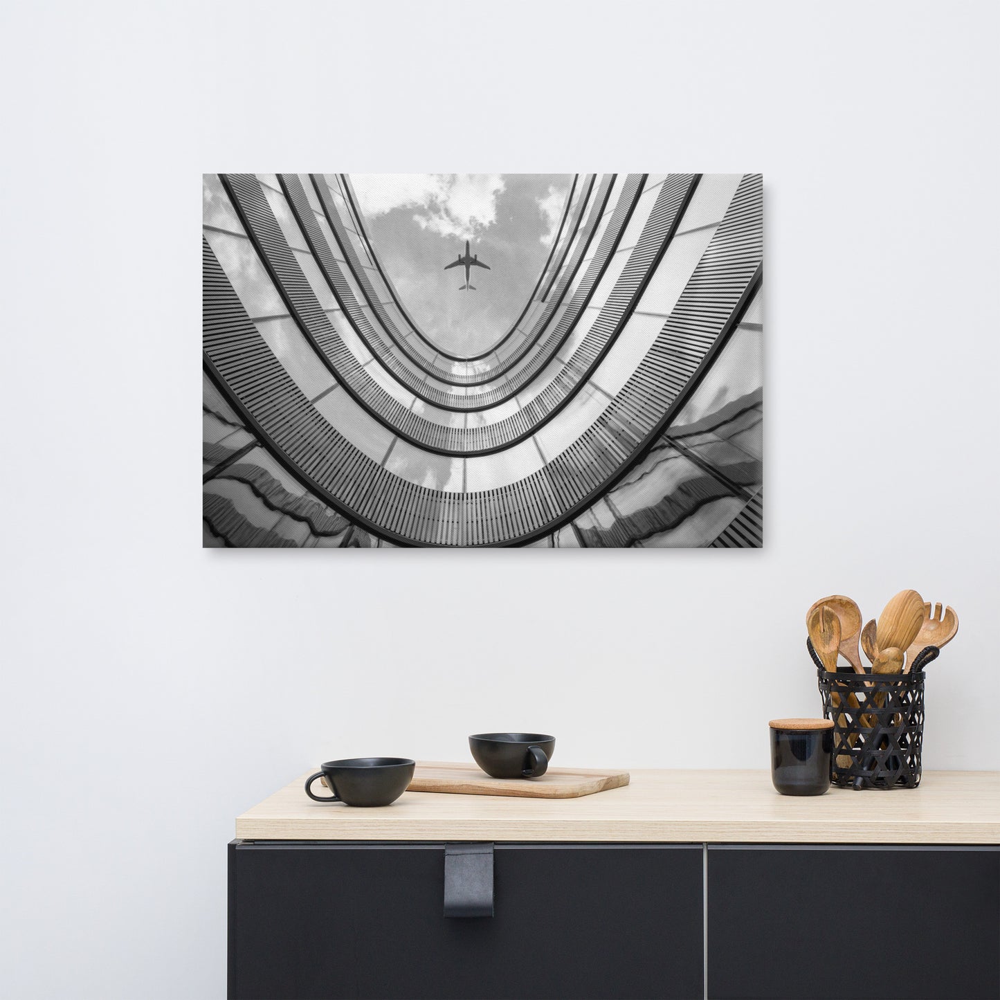 Urban Intersections in the Sky Architectural Photograph Canvas Wall Art Print