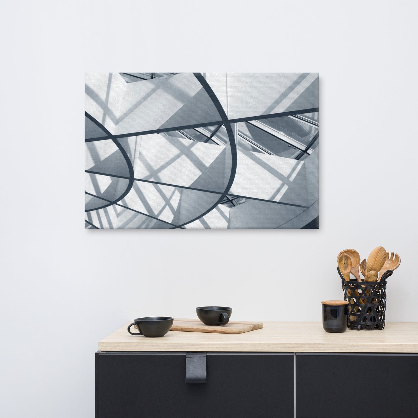 Interwoven Lines Colorized Architectural Photograph Canvas Wall Art Print