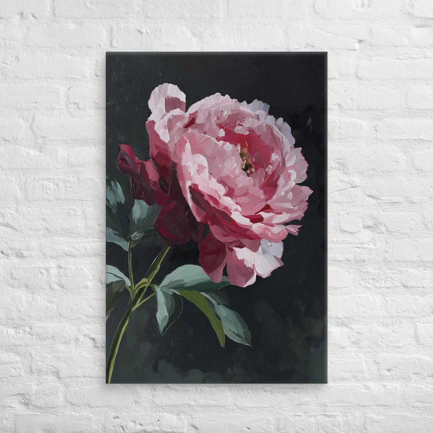 Peony Wall Art: A Soft Illumination Floral Nature Digital Artwork Canvas Wall Art Print