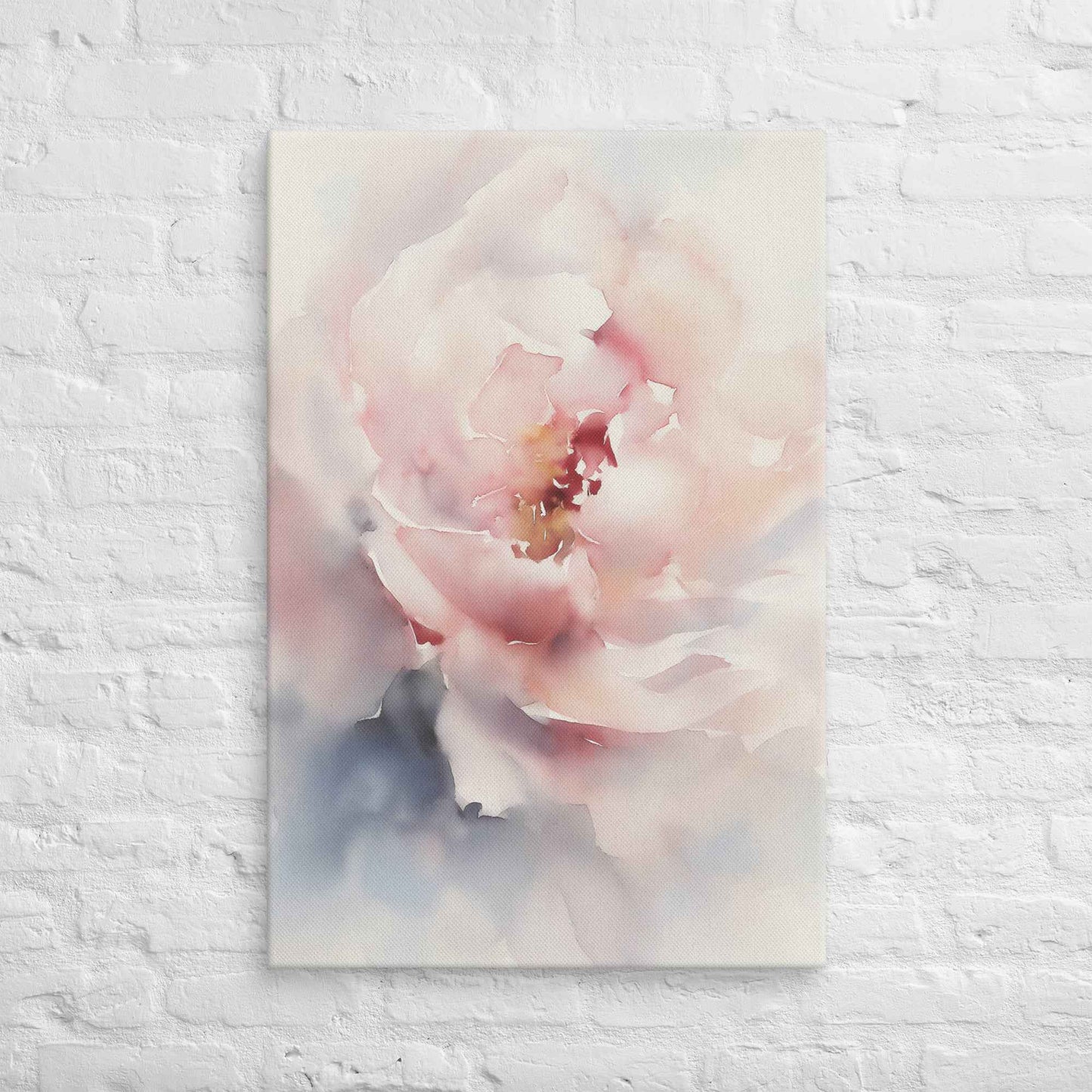 Graceful Stillness Floral Digital Watercolor Artwork Pink Peony Print Canvas Wall Art