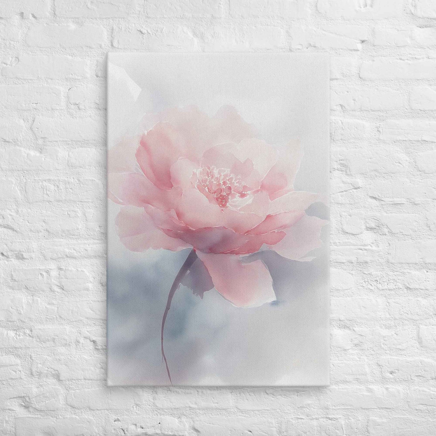 Soft Reflections Floral Digital Watercolor Painting Blush Peony Artwork Canvas Wall Art Print
