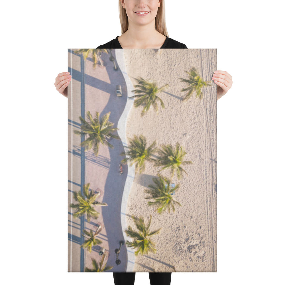 Palm-Lined Coastal Curves Minimal Beach Coastal Landscape Photograph Wall Art Print