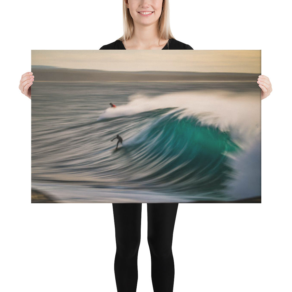 A Surfer's Dance with Light Lifestyle / Abstract / Landscape Photograph Canvas Wall Art Print