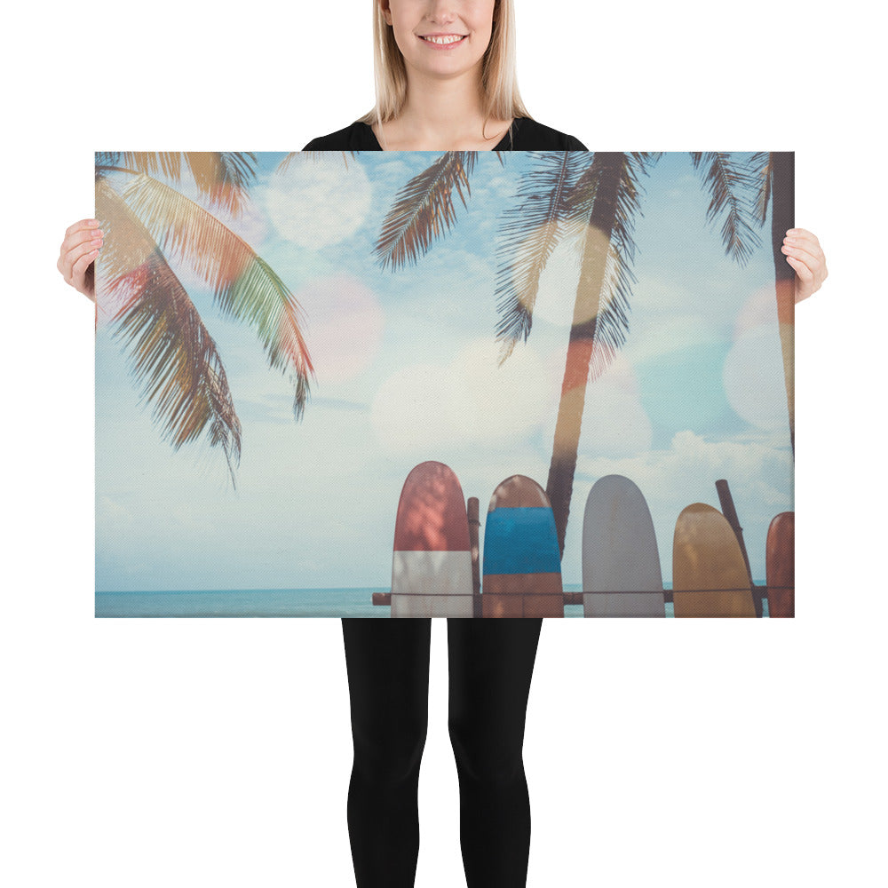 Surf Life Tropical Landscape Surfboard Scene Lifestyle Photograph Canvas Wall Art Print