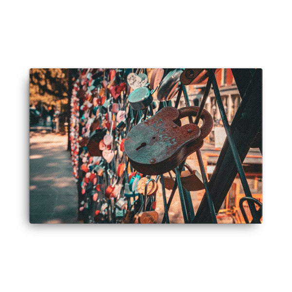 Love Lock Bridge River Street Savannah GA Canvas Wall Art Prints