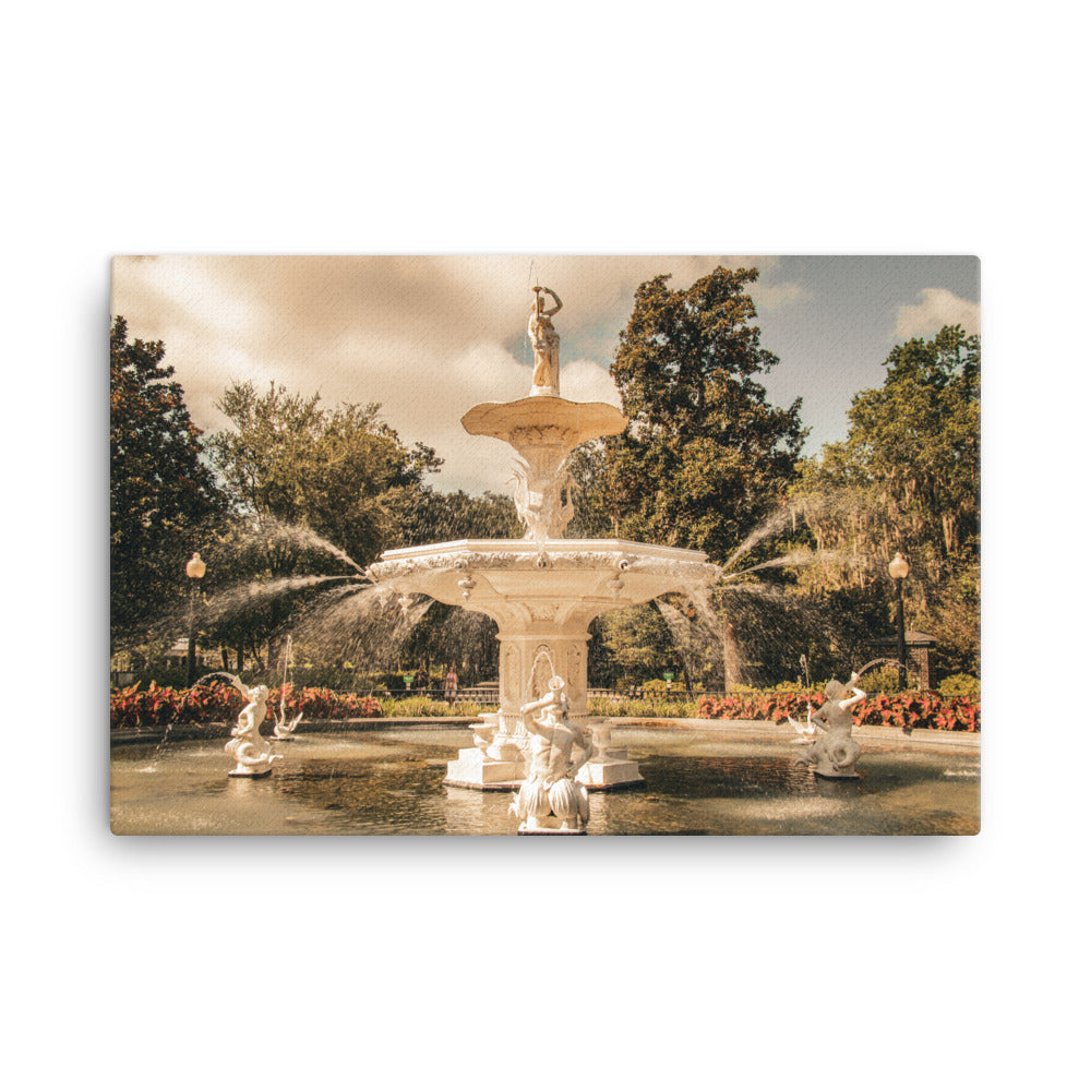 Fountain Forsyth Park Savannah Ga 3 Canvas Wall Art Prints