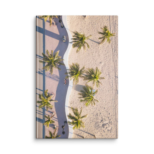 Palm-Lined Coastal Curves Minimal Beach Coastal Landscape Photograph Wall Art Print