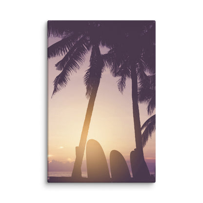 Surfer's Sunset Tropical Coastal Scene Lifestyle Photograph Canvas Wall Art Print
