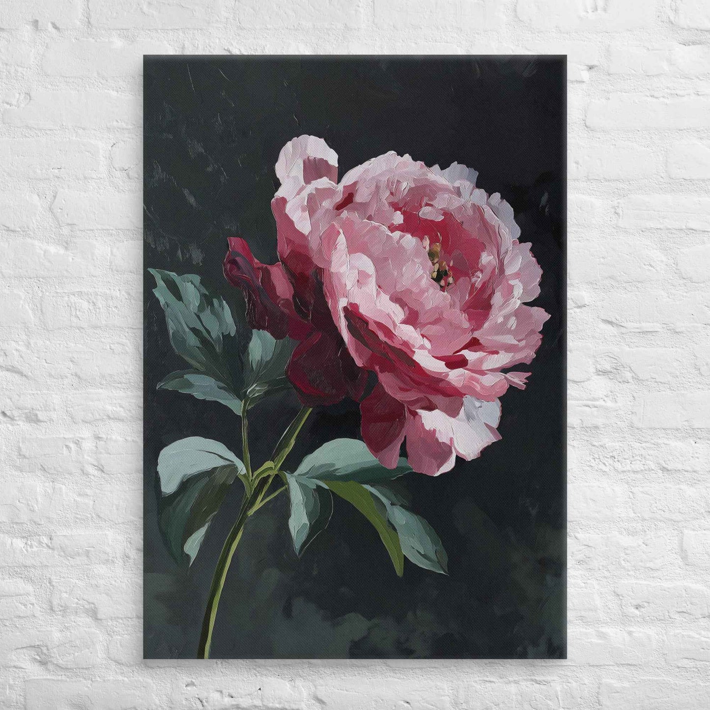 Peony Wall Art: A Soft Illumination Floral Nature Digital Artwork Canvas Wall Art Print
