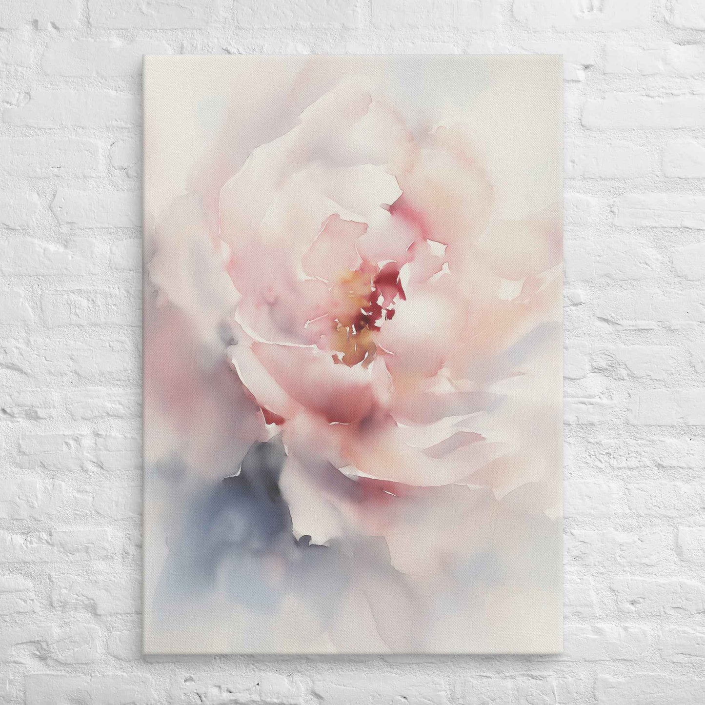 Graceful Stillness Floral Digital Watercolor Artwork Pink Peony Print Canvas Wall Art