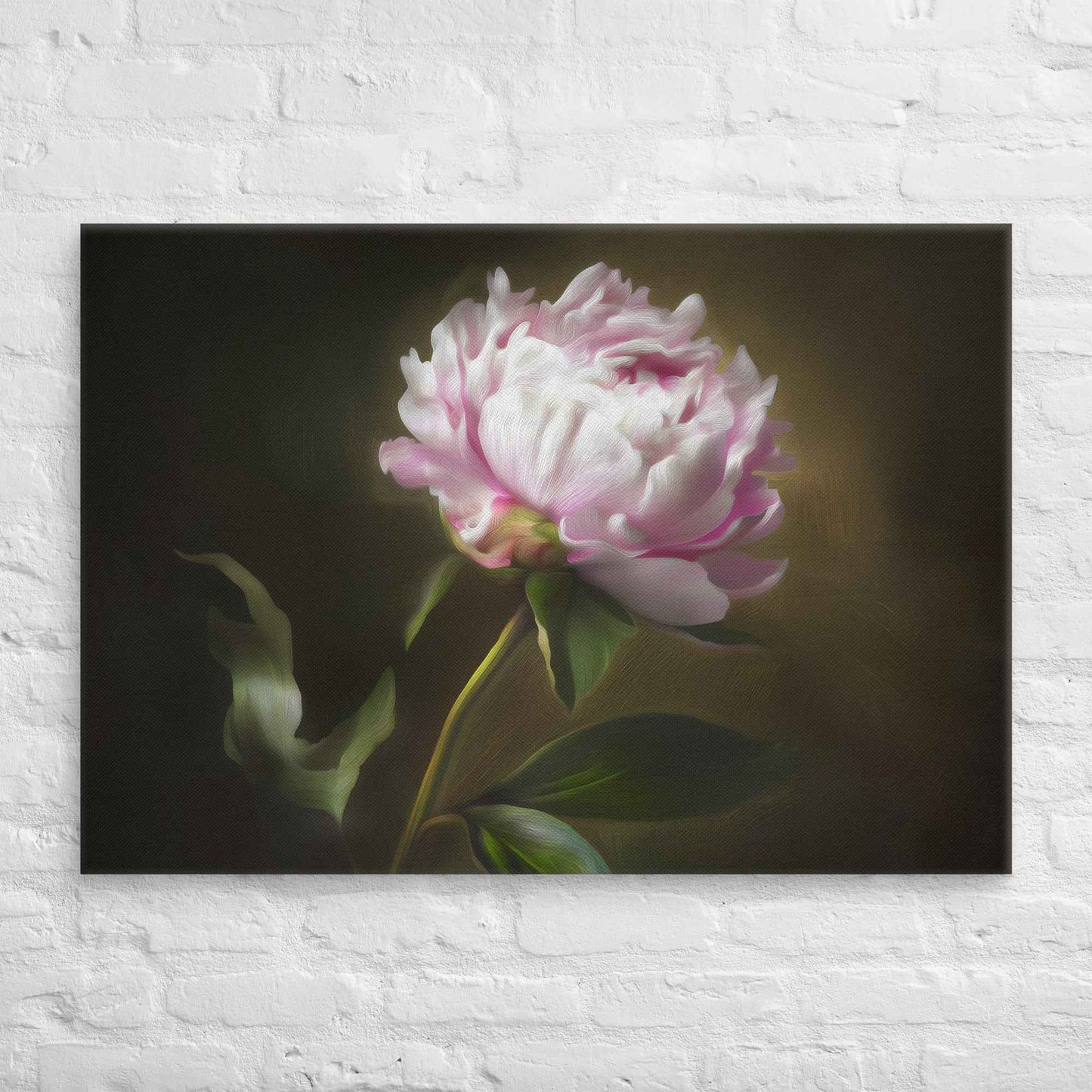 Midnight Radiance Floral Digital Artwork Peony Painting Canvas Wall Art Print