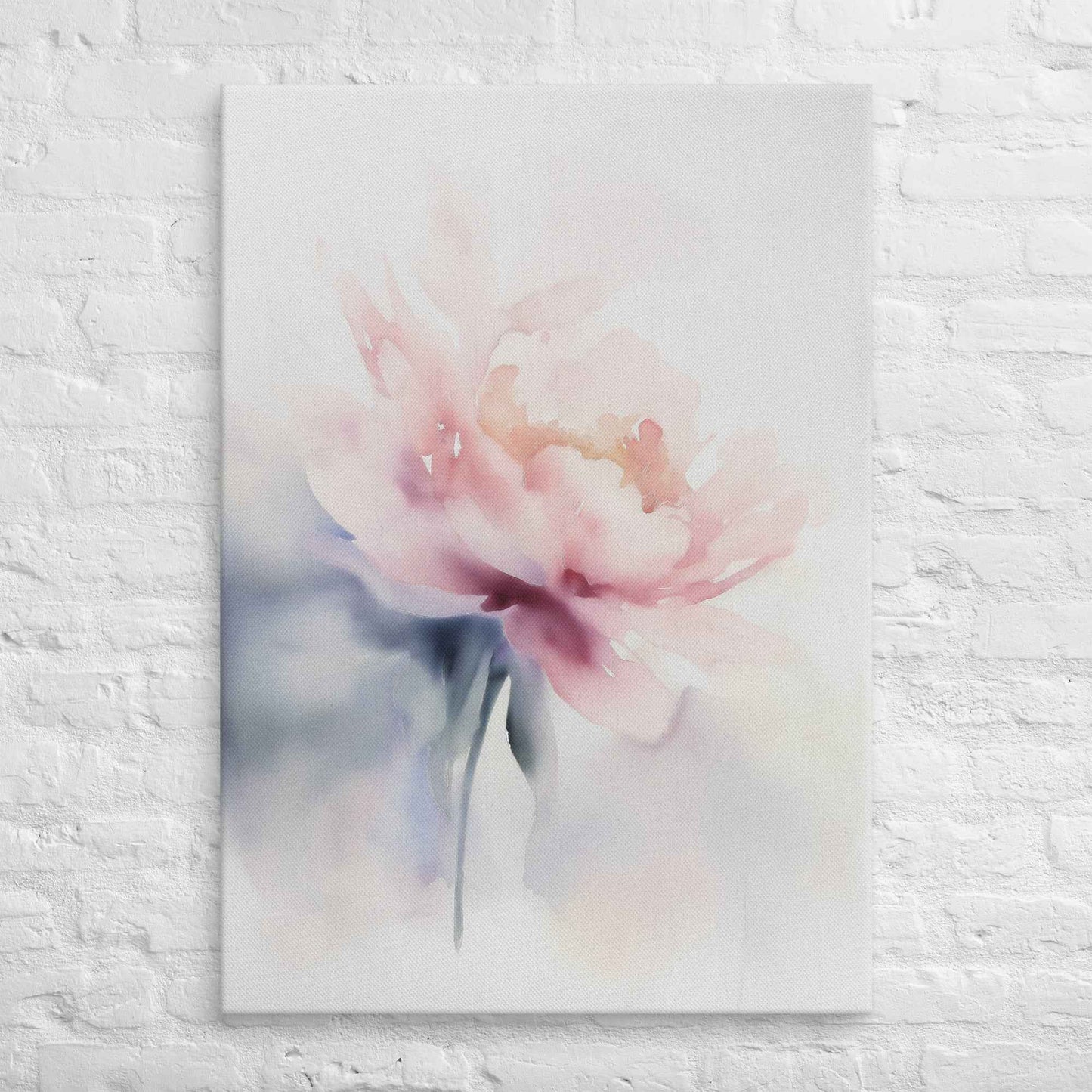 Quiet Grace Floral Digital Watercolor Painting Blush Peony Art Canvas Print