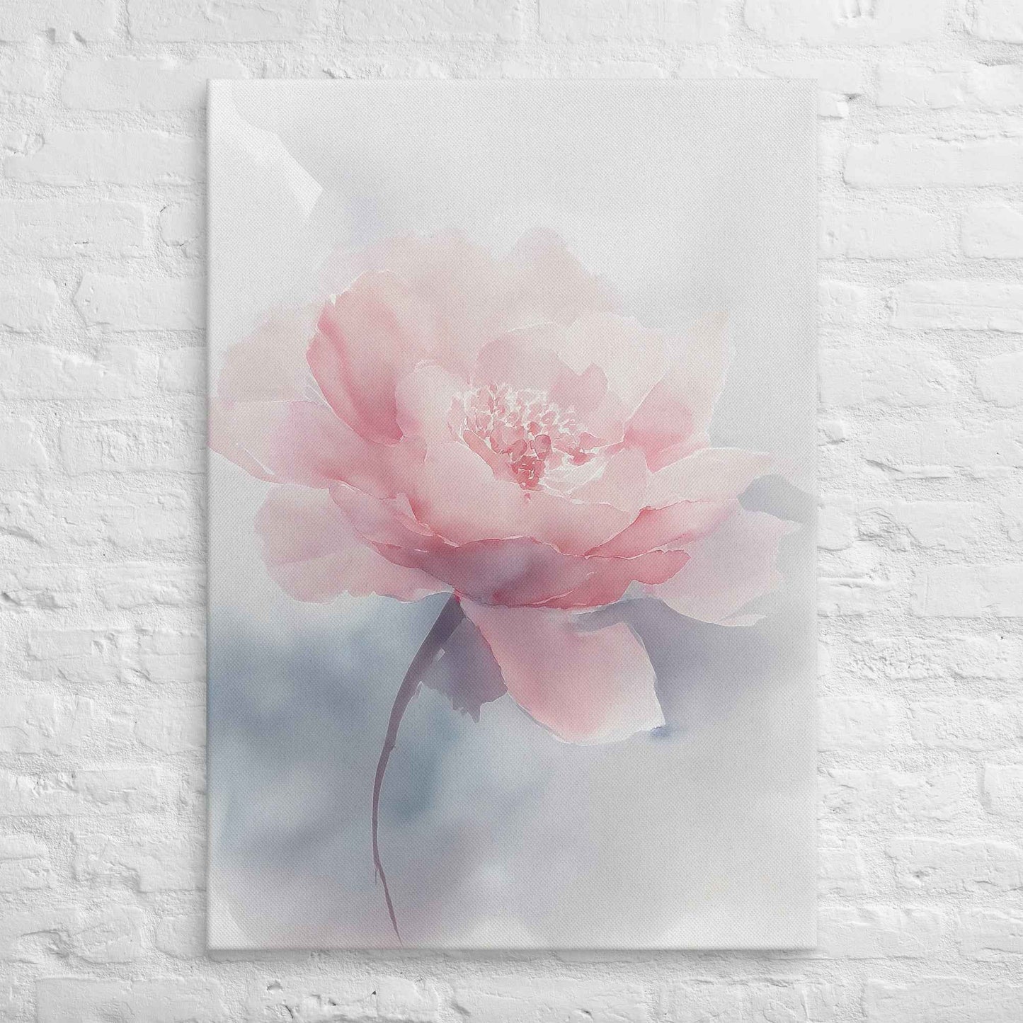 Soft Reflections Floral Digital Watercolor Painting Blush Peony Artwork Canvas Wall Art Print