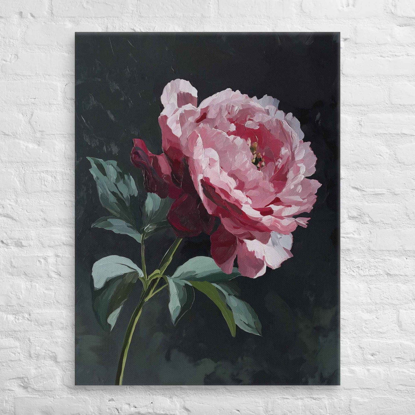 Peony Wall Art: A Soft Illumination Floral Nature Digital Artwork Canvas Wall Art Print
