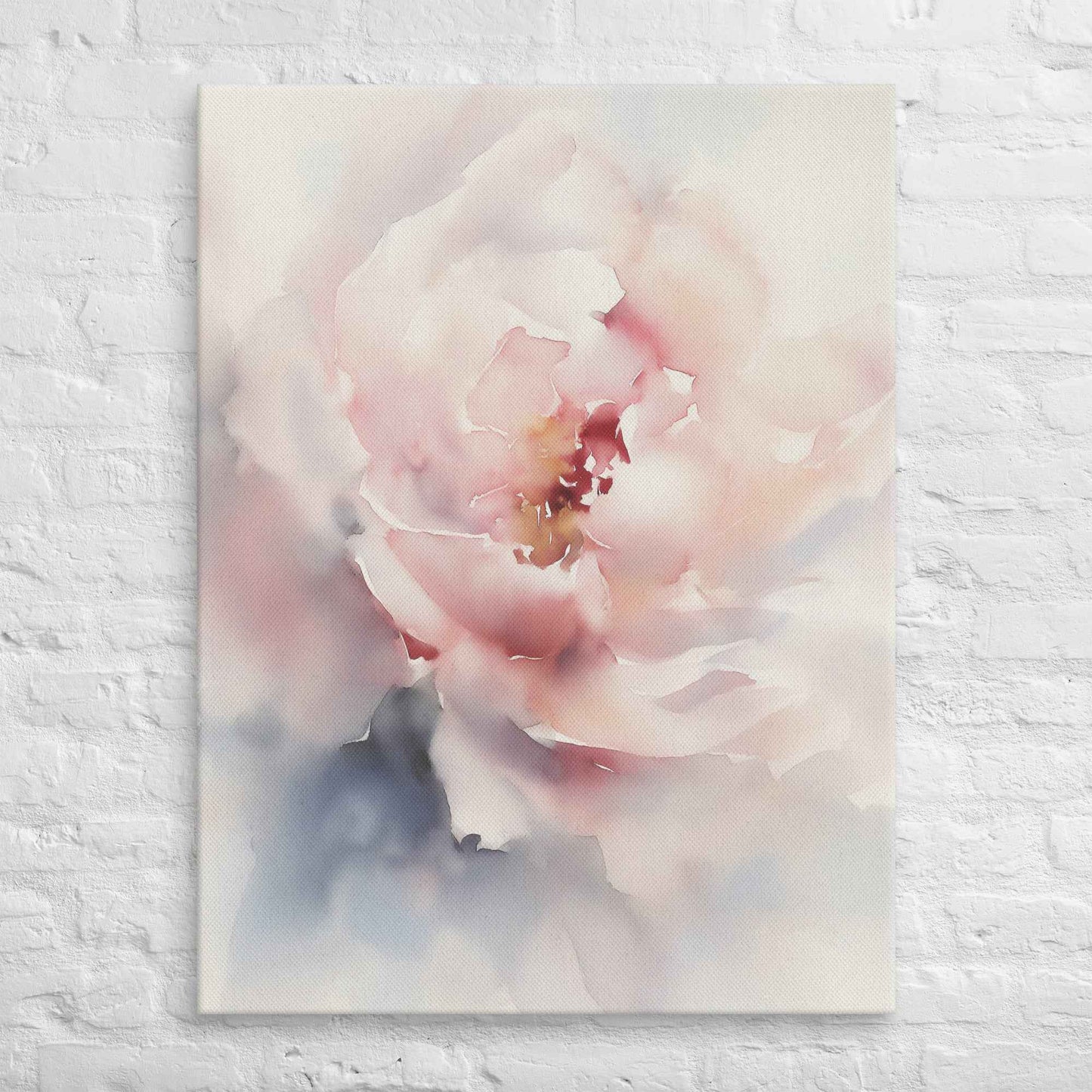 Graceful Stillness Floral Digital Watercolor Artwork Pink Peony Print Canvas Wall Art