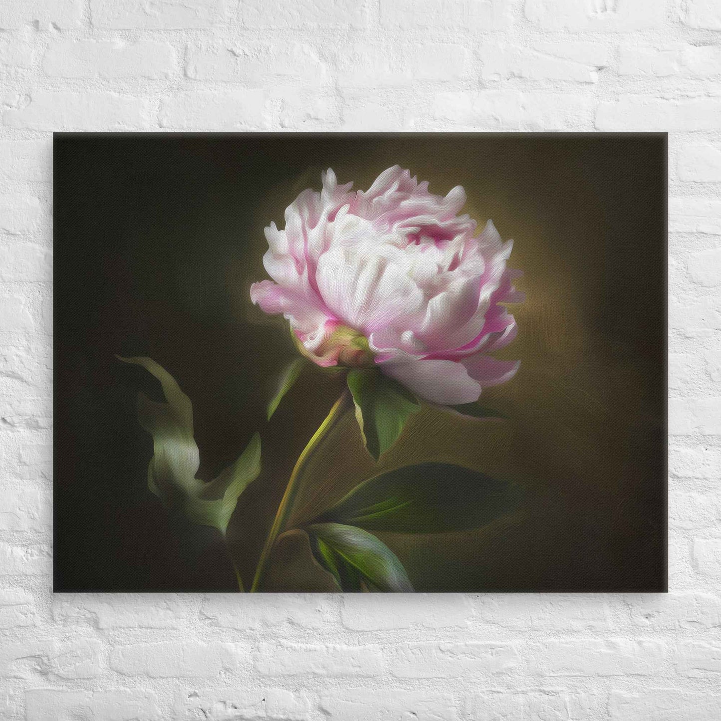 Midnight Radiance Floral Digital Artwork Peony Painting Canvas Wall Art Print