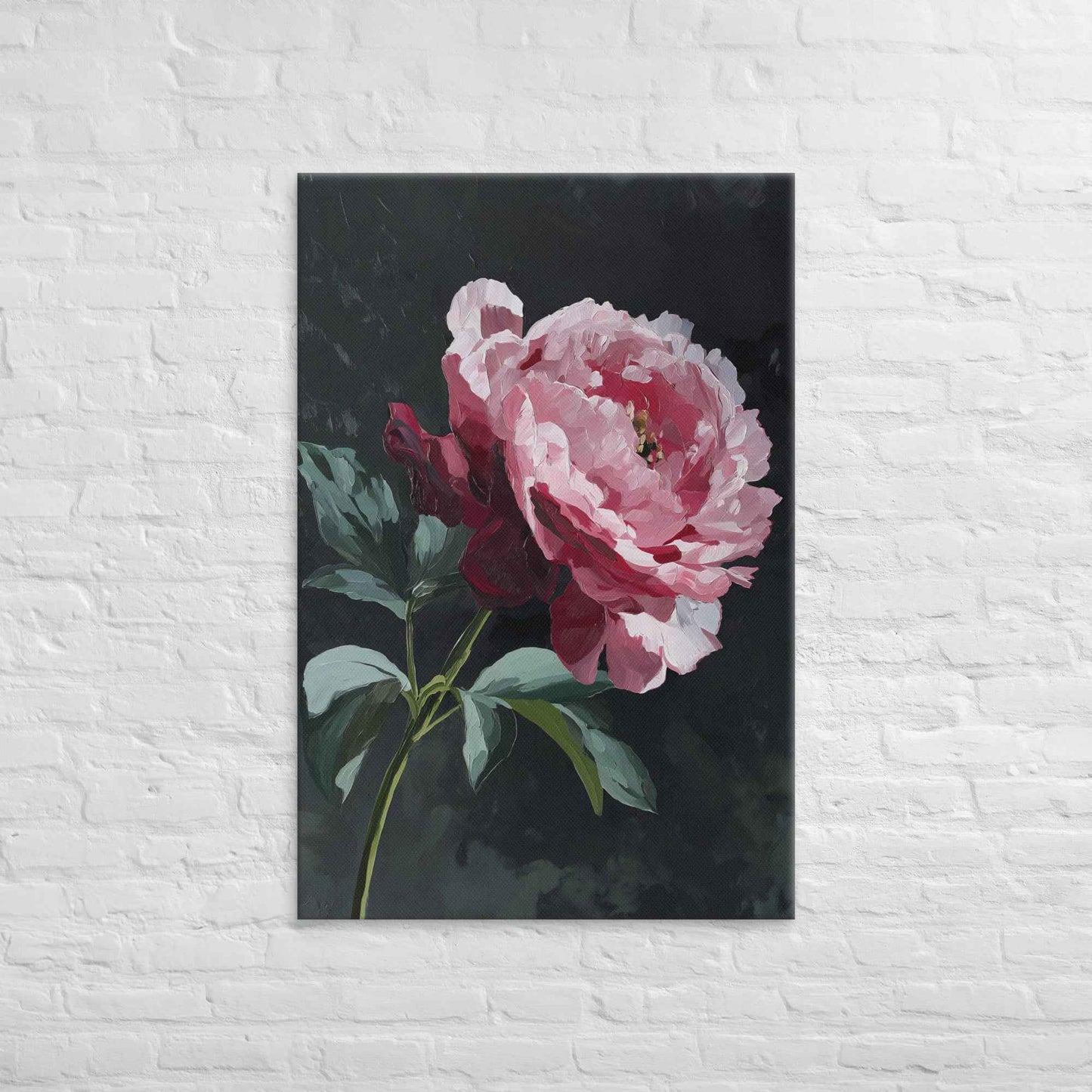 Peony Wall Art: A Soft Illumination Floral Nature Digital Artwork Canvas Wall Art Print