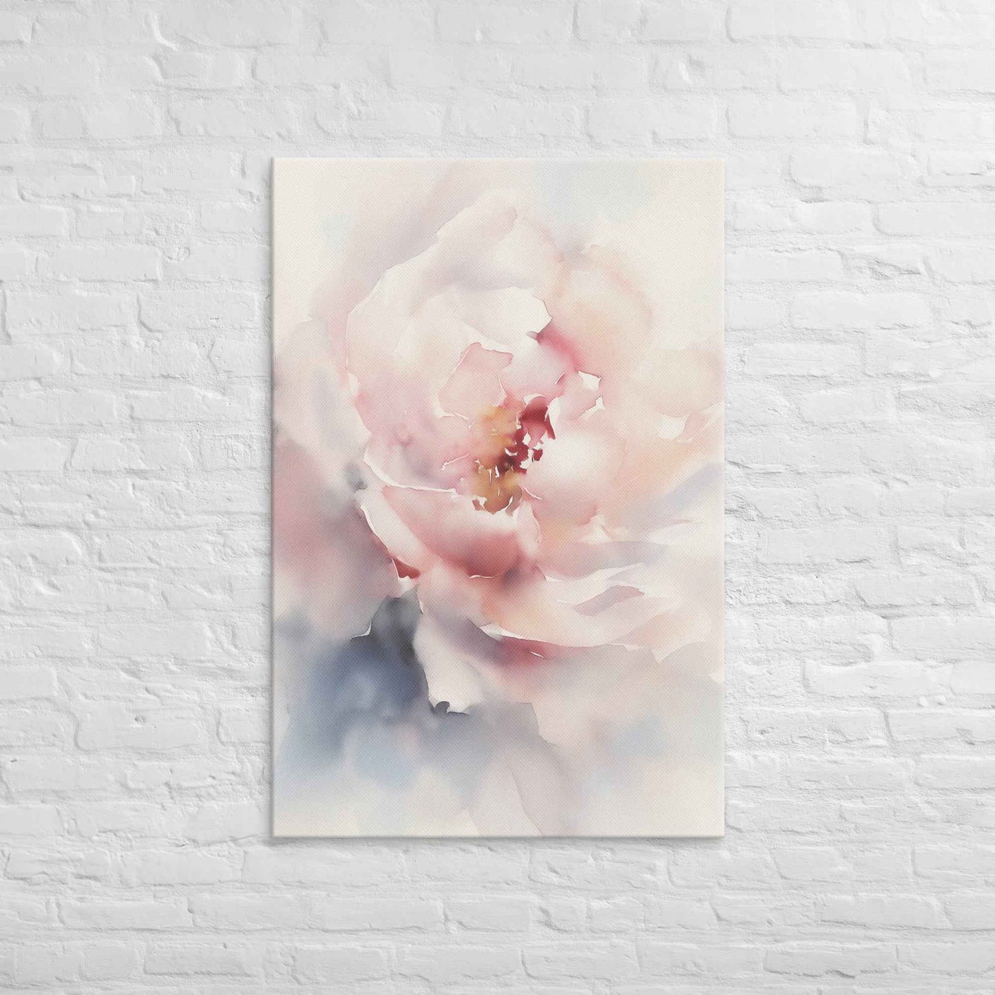Graceful Stillness Floral Digital Watercolor Artwork Pink Peony Print Canvas Wall Art