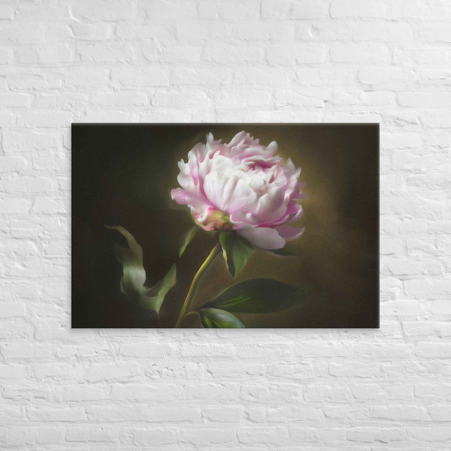 Midnight Radiance Floral Digital Artwork Peony Painting Canvas Wall Art Print
