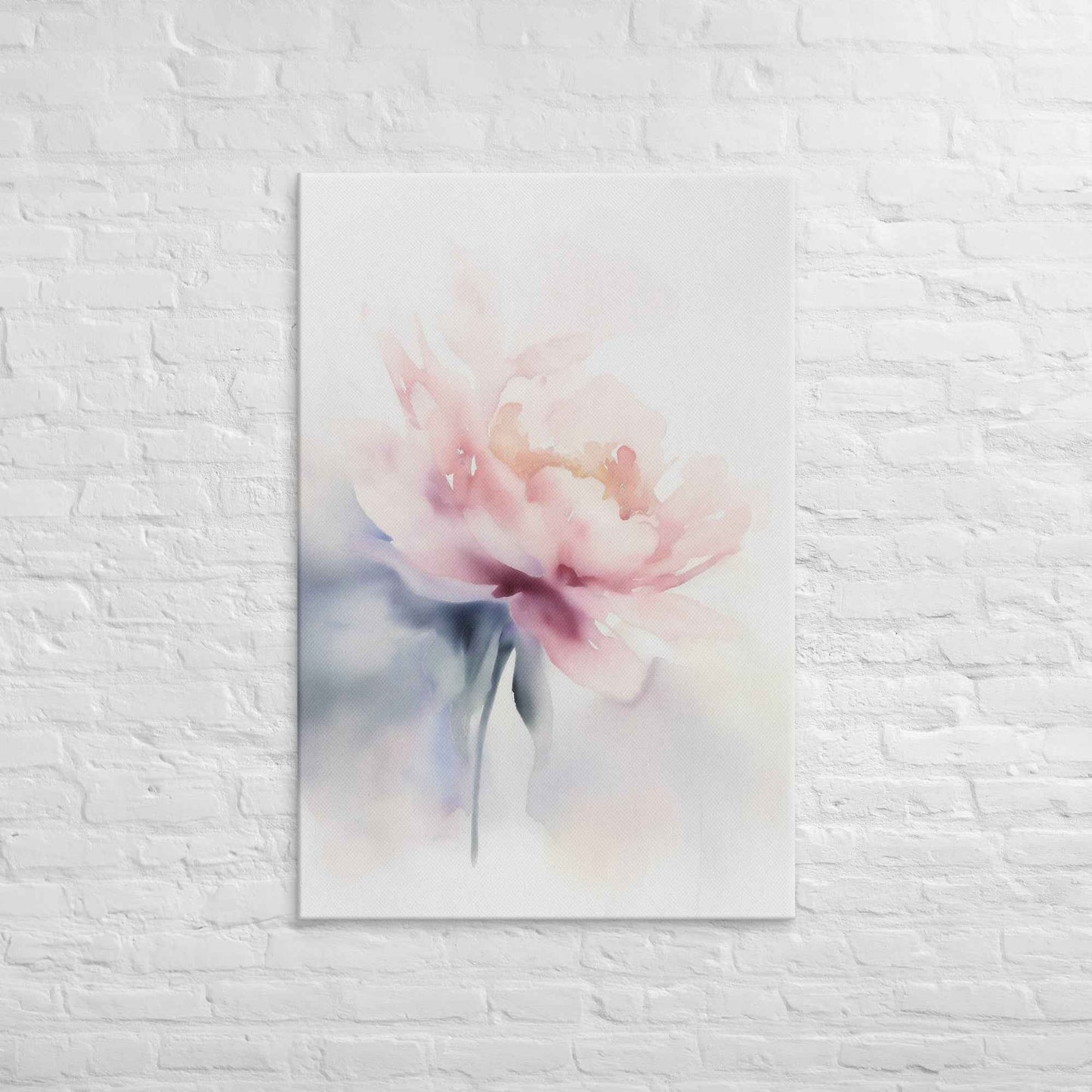 Quiet Grace Floral Digital Watercolor Painting Blush Peony Art Canvas Print