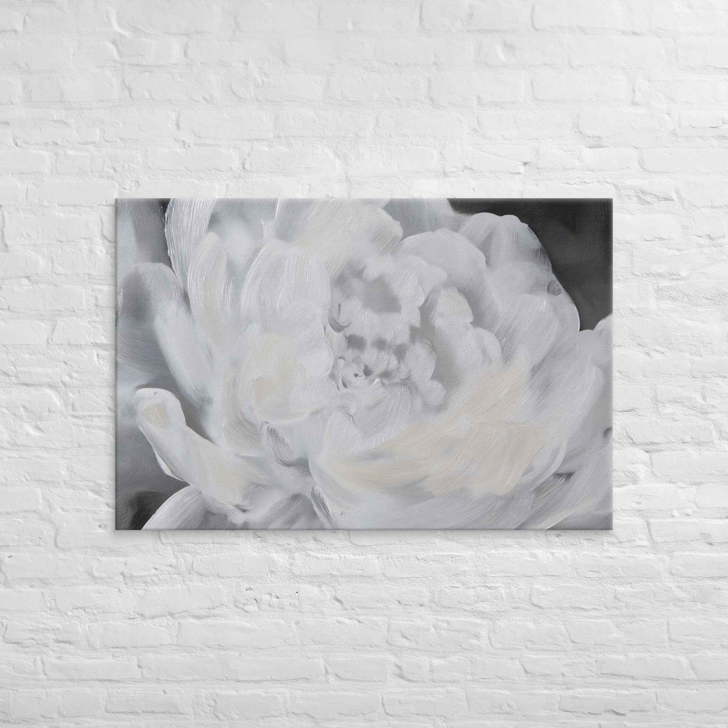 Shadowed Grace Digital Artwork Peony Oil Painting Canvas Wall Art Print