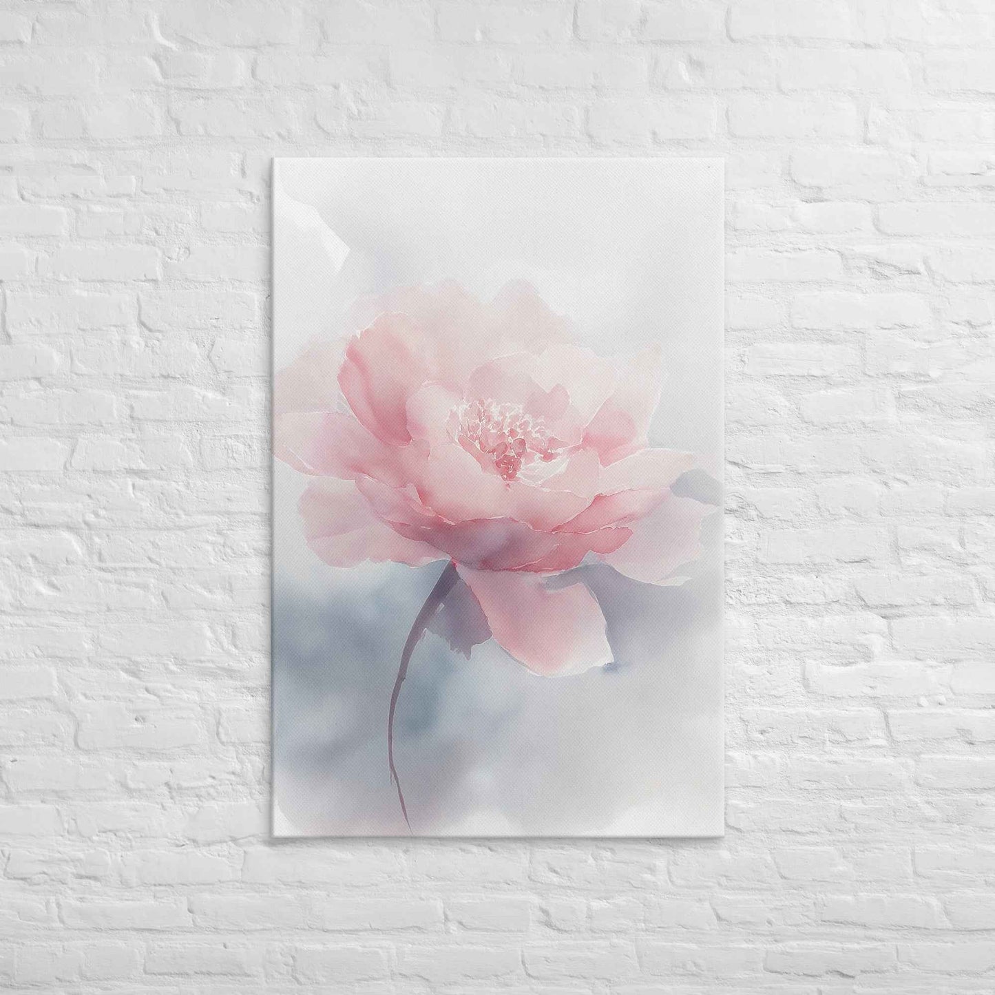 Soft Reflections Floral Digital Watercolor Painting Blush Peony Artwork Canvas Wall Art Print