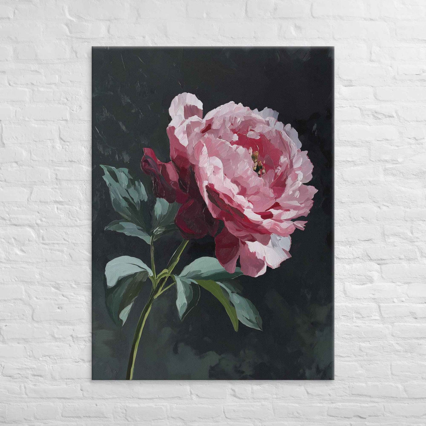 Peony Wall Art: A Soft Illumination Floral Nature Digital Artwork Canvas Wall Art Print