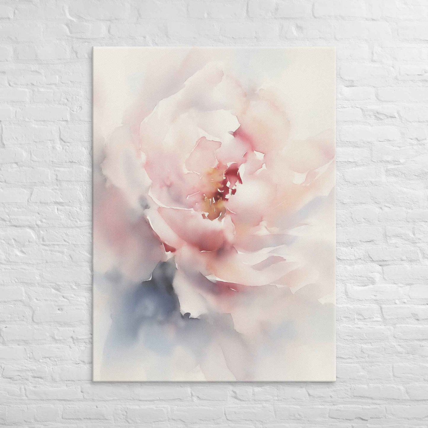 Graceful Stillness Floral Digital Watercolor Artwork Pink Peony Print Canvas Wall Art
