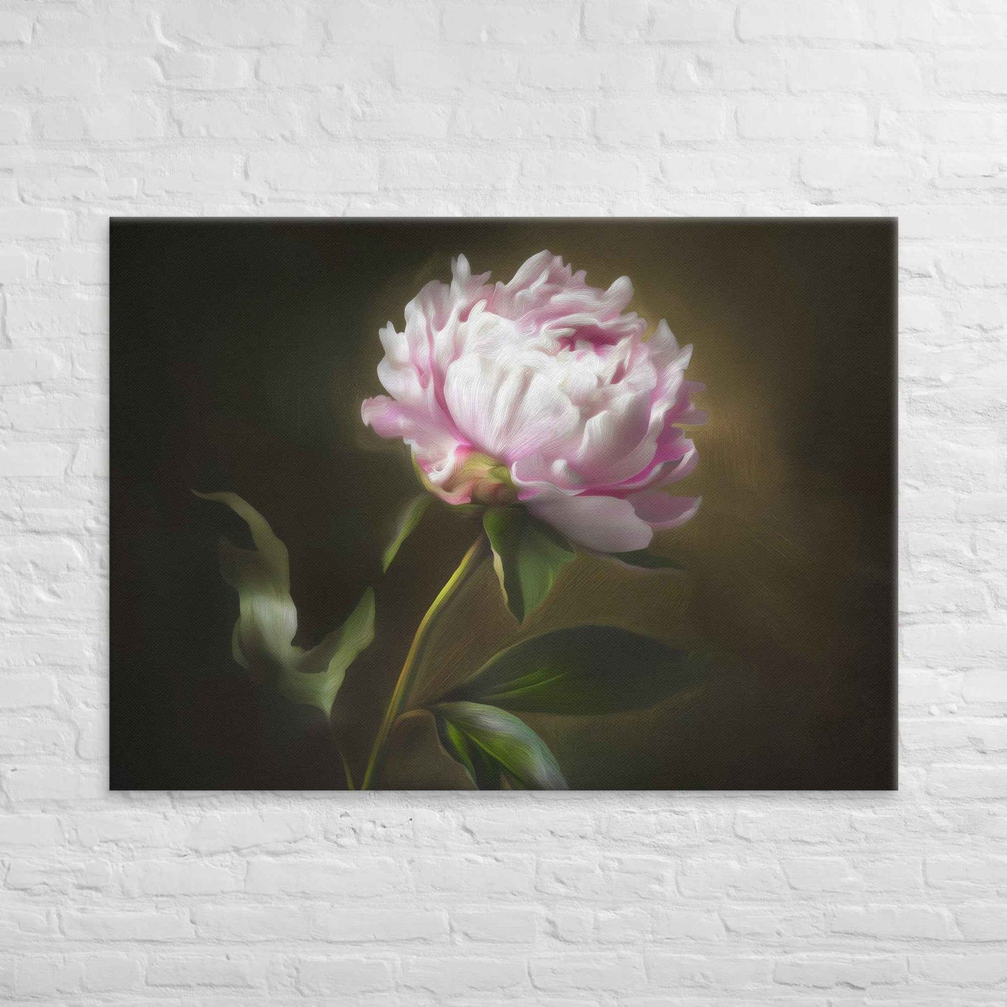 Midnight Radiance Floral Digital Artwork Peony Painting Canvas Wall Art Print