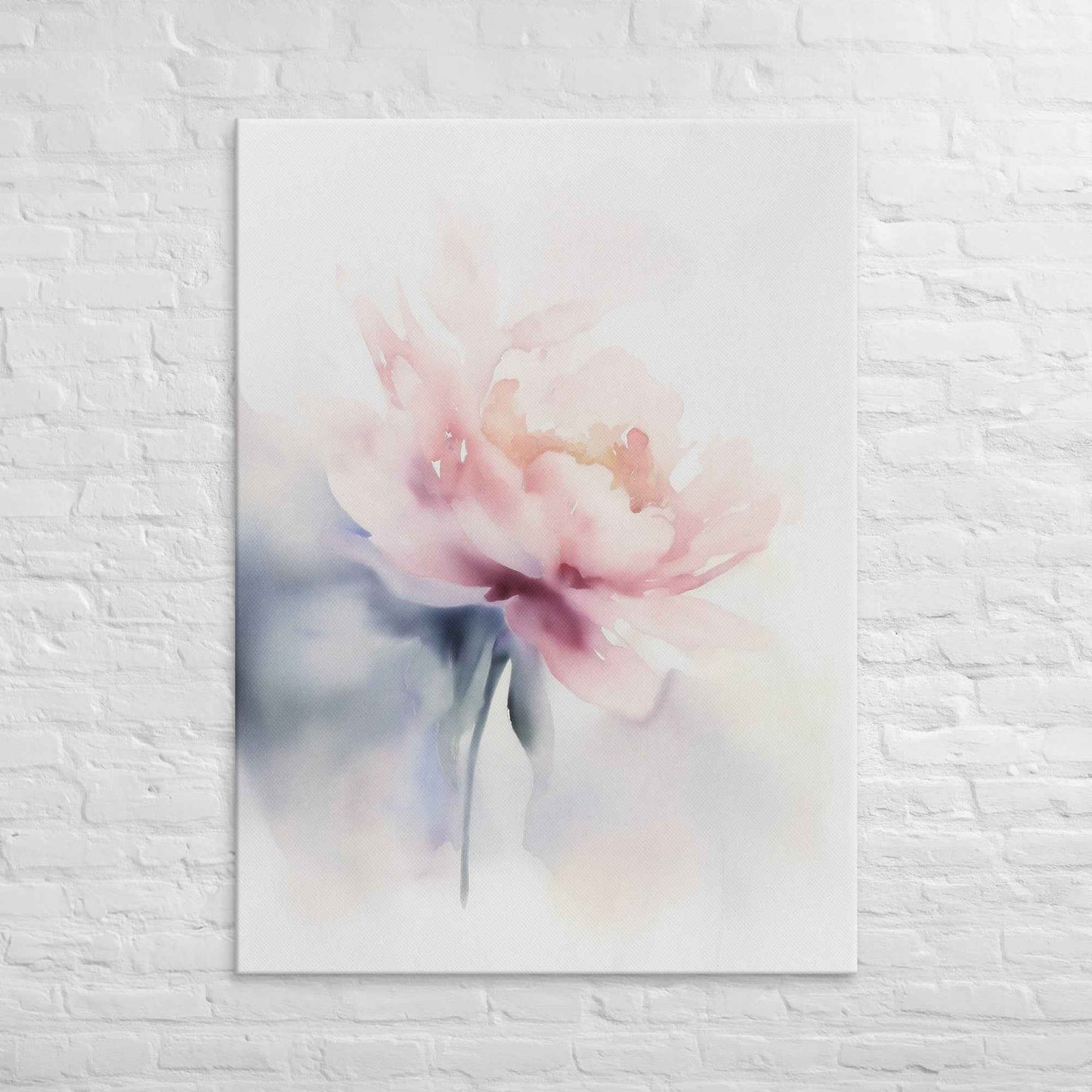 Quiet Grace Floral Digital Watercolor Painting Blush Peony Art Canvas Print
