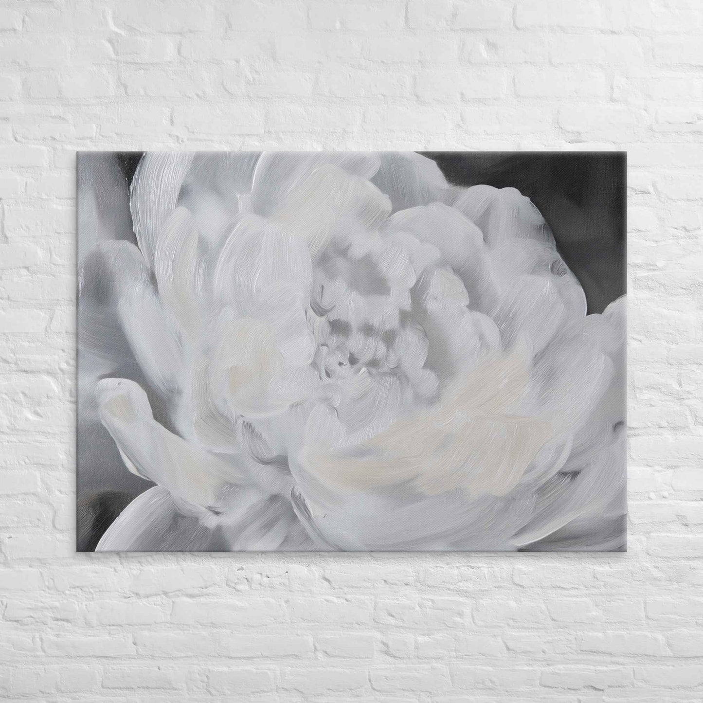 Shadowed Grace Digital Artwork Peony Oil Painting Canvas Wall Art Print