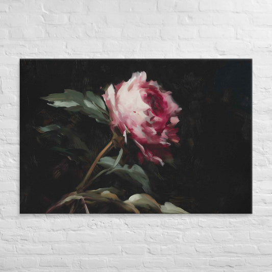 Pink Peony Painting: A Whisper in the Shadows Floral Digital Artwork  Canvas Wall Art Print