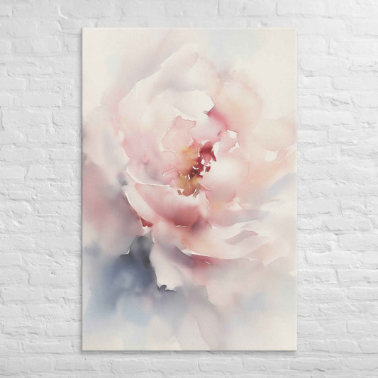 Graceful Stillness Floral Digital Watercolor Artwork Pink Peony Print Canvas Wall Art