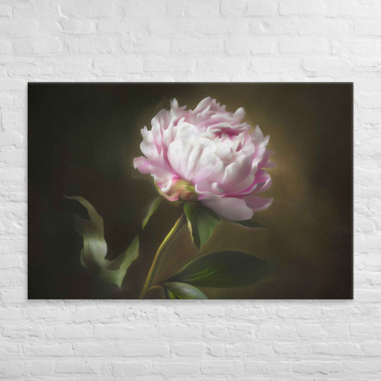 Midnight Radiance Floral Digital Artwork Peony Painting Canvas Wall Art Print