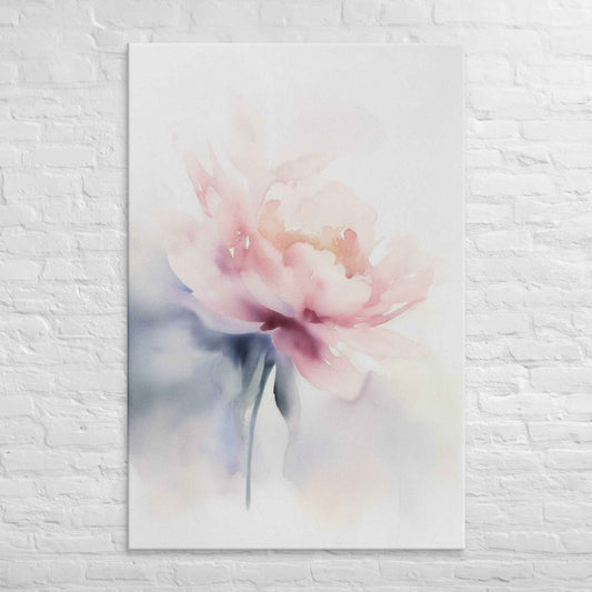 Quiet Grace Floral Digital Watercolor Painting Blush Peony Art Canvas Print