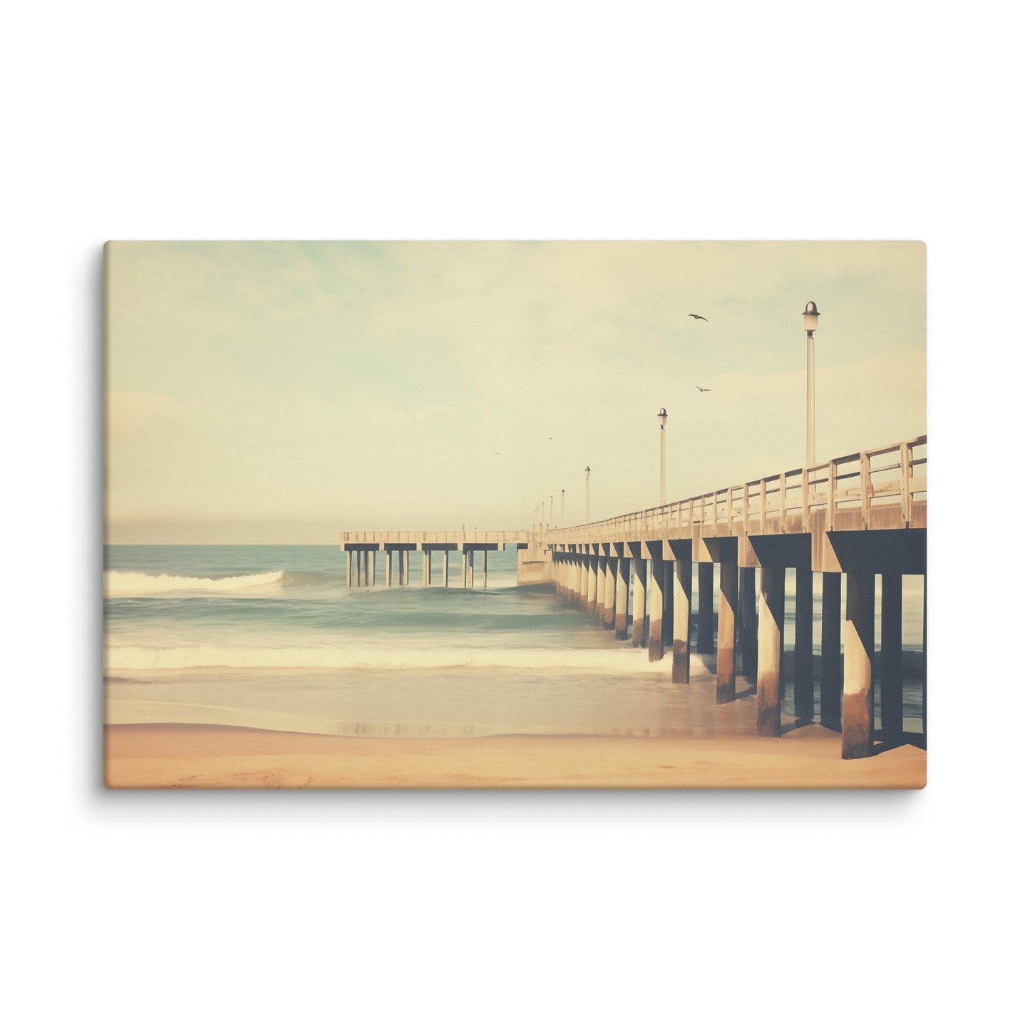 A Blast from the Past Subdued Retro Coastal Photorealism - Digital Artwork Canvas Art Print