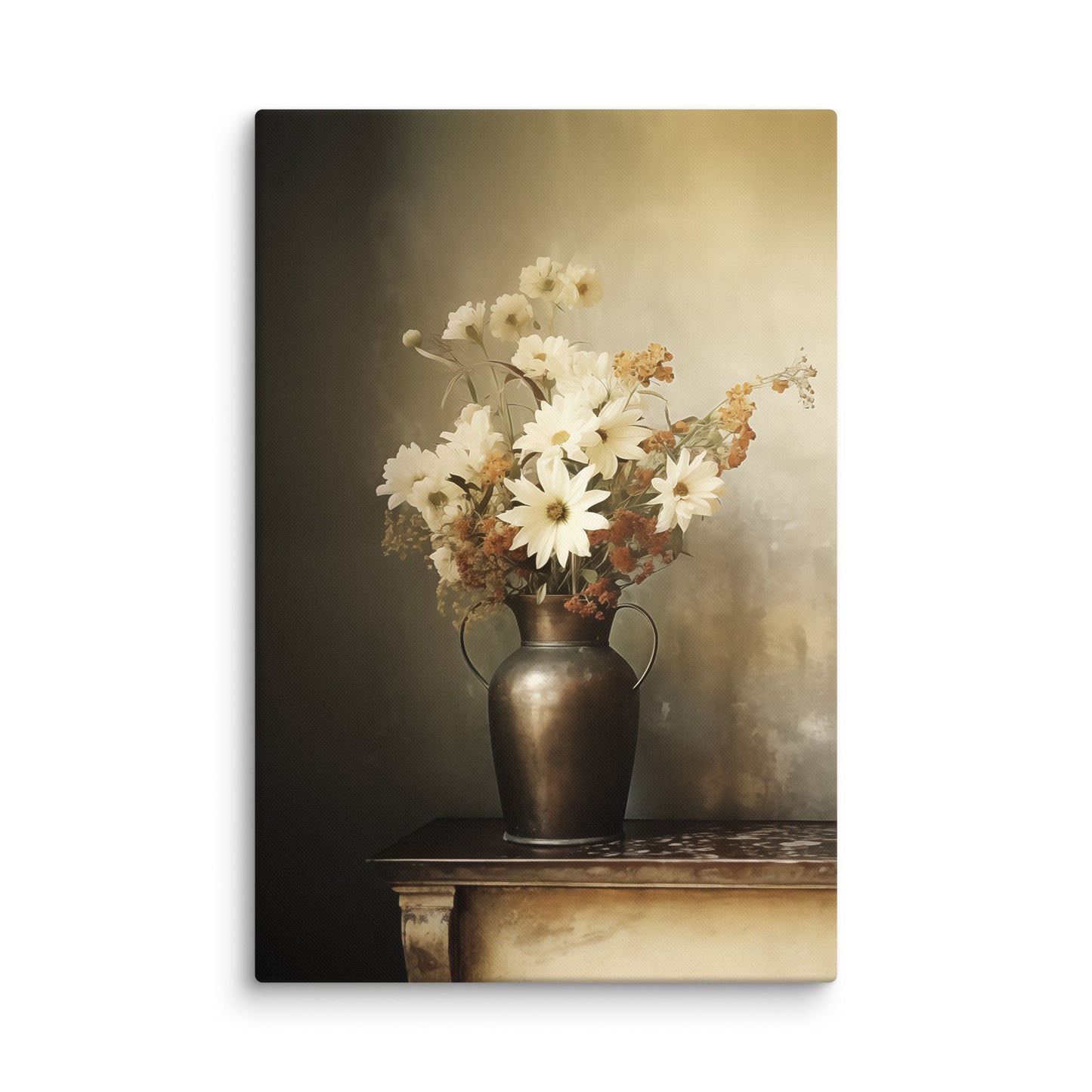 A Moment of Bloom Flower Bouquet Retro Subdued Photorealism - Digital Artwork Canvas Wall Art Print