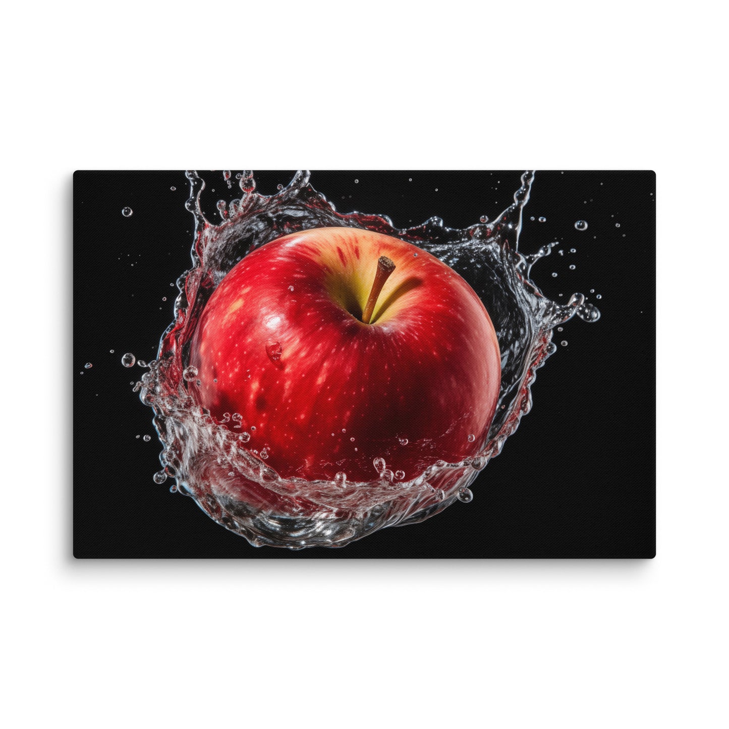 Apple Splashdown - Apple in Water Photorealism - Digital Artwork Canvas Wall Art Print