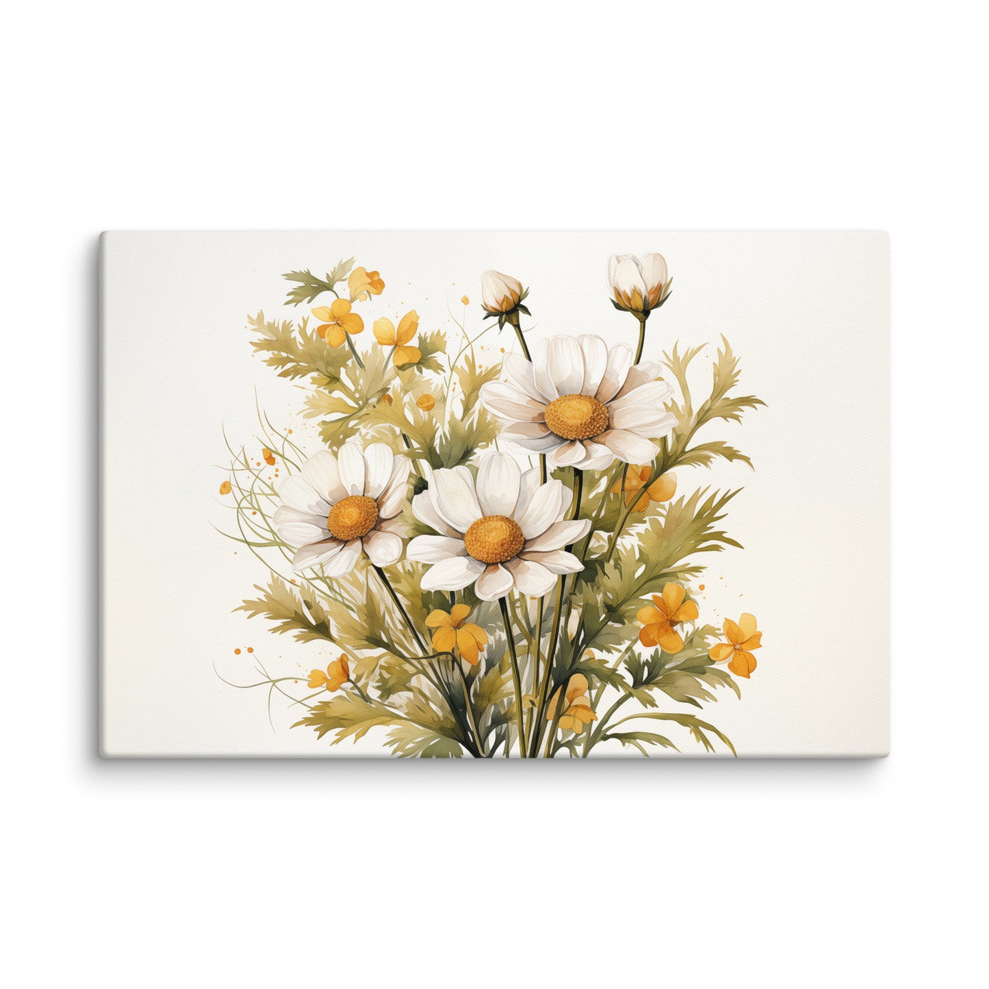 Wildflower Harmony Daisies Watercolor Painting Digital Art Canvas Print