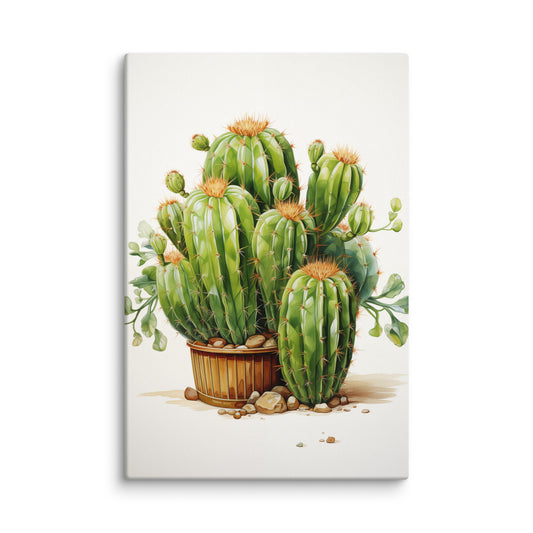 A Collection of Cacti Illustration Pencil Drawing - Digital Artwork Canvas Art Print