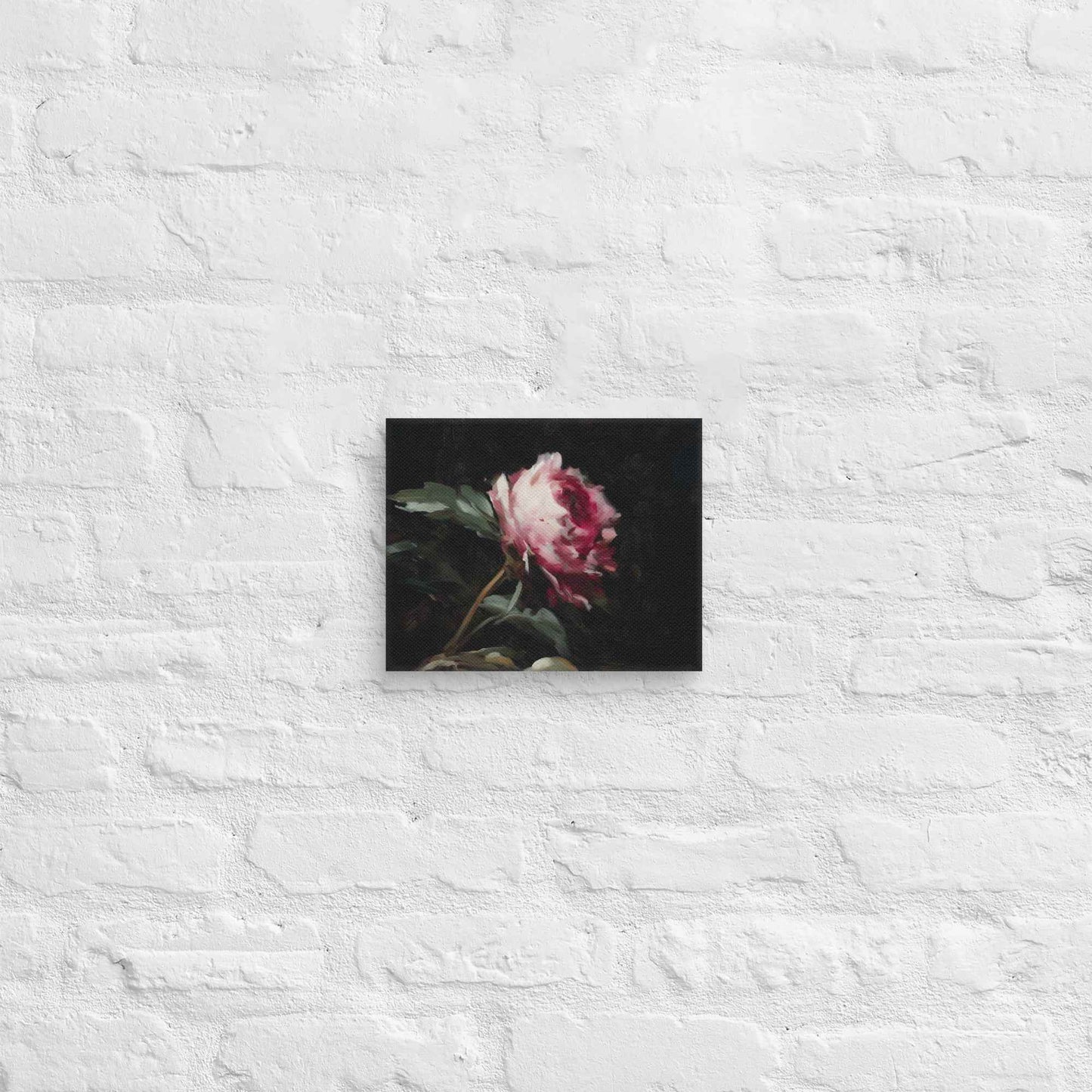 Pink Peony Painting: A Whisper in the Shadows Floral Digital Artwork  Canvas Wall Art Print