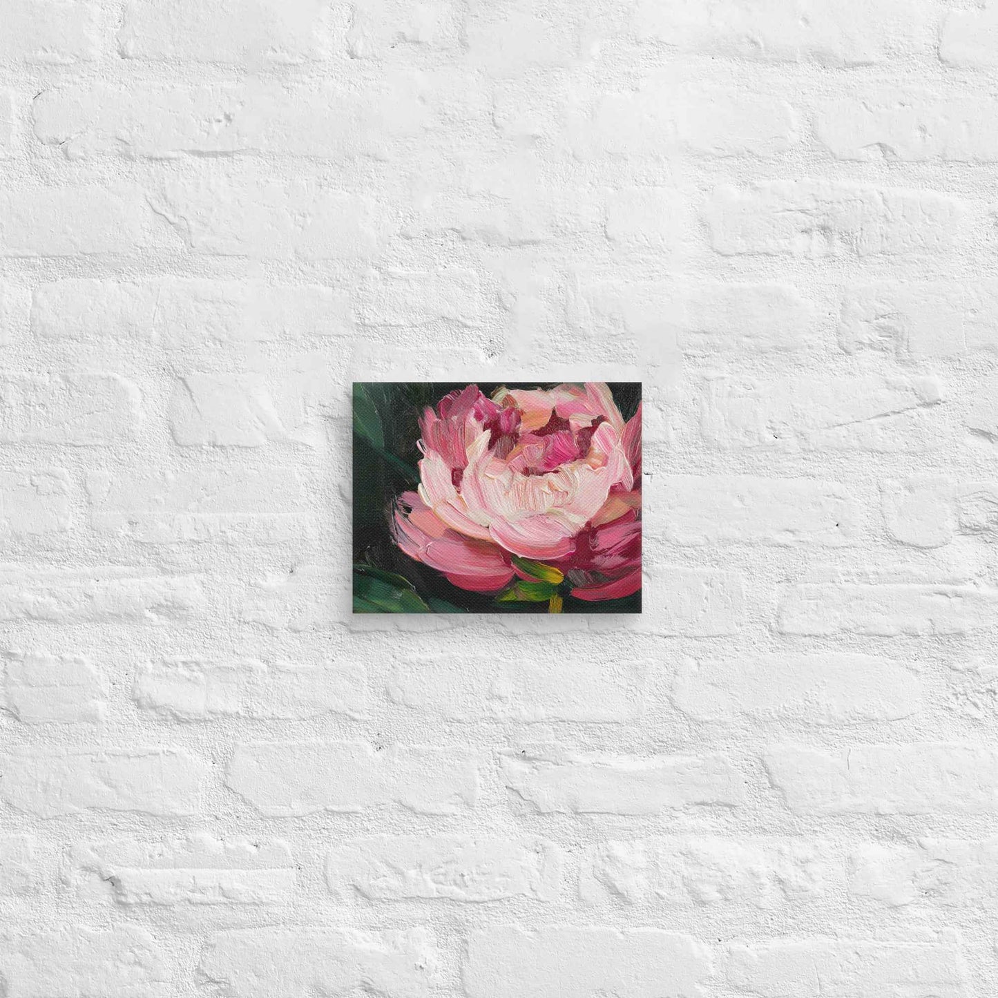 Midnight Magenta Digital Artwork Oil Painting Pink Peony Print Canvas Wall Art