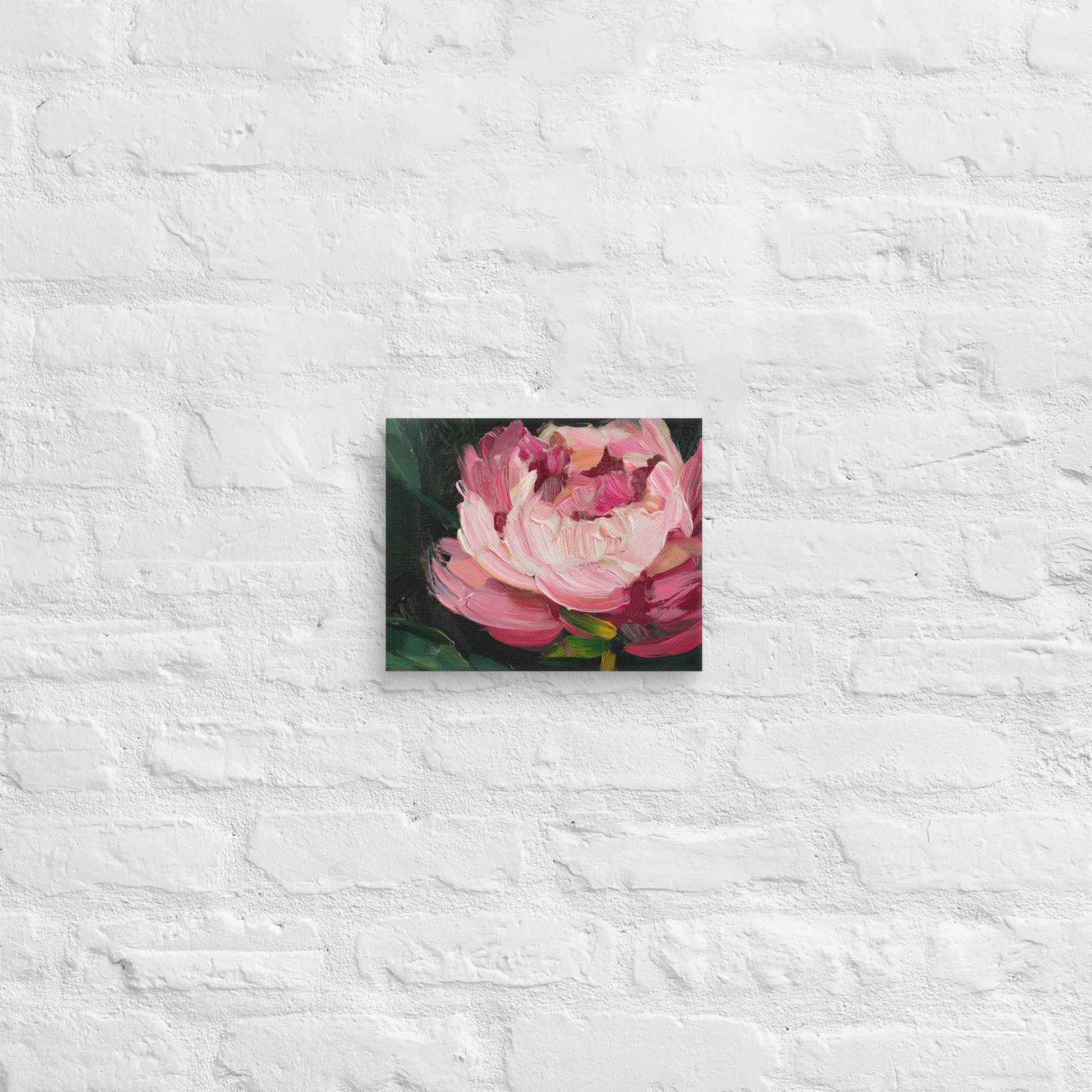 Midnight Magenta Digital Artwork Oil Painting Pink Peony Print Canvas Wall Art