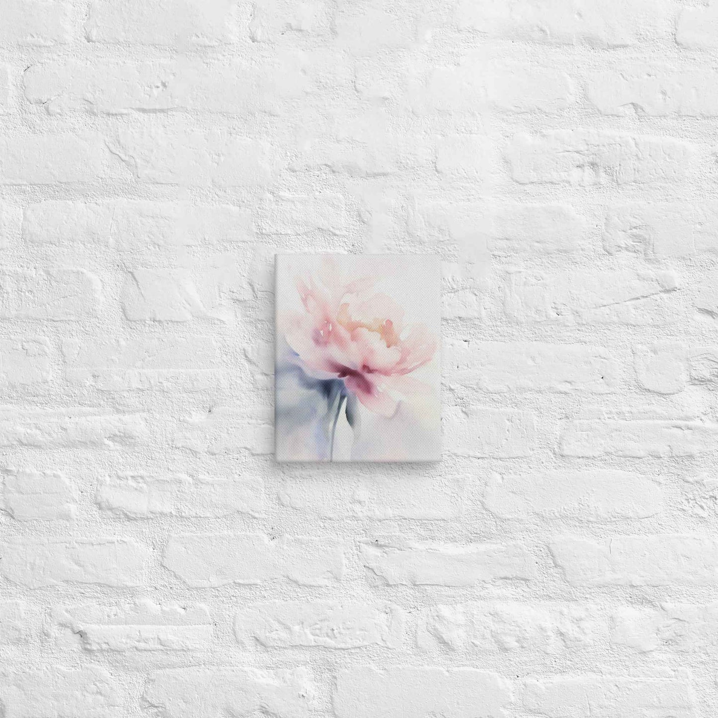 Quiet Grace Floral Digital Watercolor Painting Blush Peony Art Canvas Print